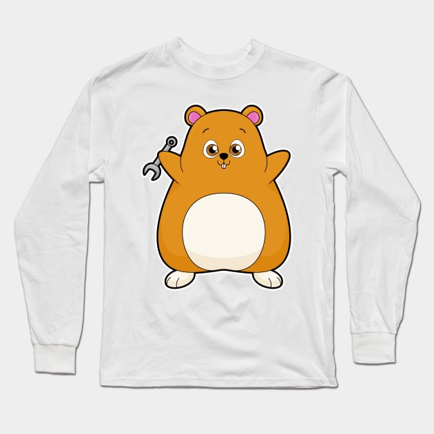 Hamster as Mechanic with Wrench Long Sleeve T-Shirt by Markus Schnabel